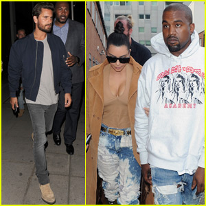Kim Kardashian & Kanye West Bump into Scott Disick in London