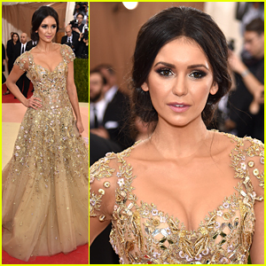 Nina Dobrev Wears Whimsical Gold Gown to Met Gala 2016