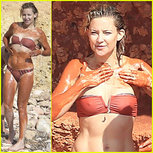 Kate Hudson Covers Herself in Mud While Wearing Bikini!