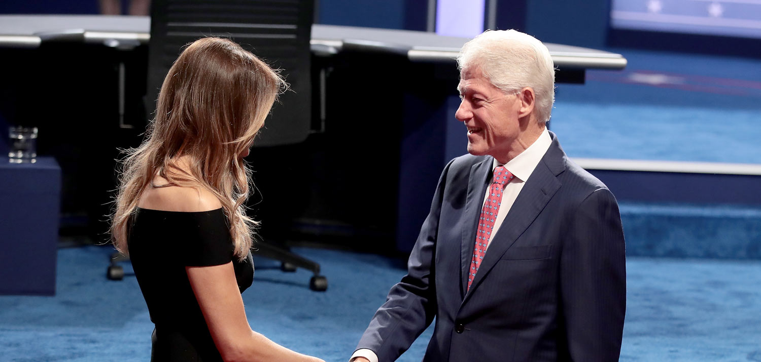 Bill Clinton & Melania Trump Shake Hands at First Presidential Debate ...