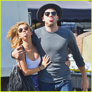 Sarah Hyland & Dominic Sherwood Get Playful with Paparazzi After Breakfast
