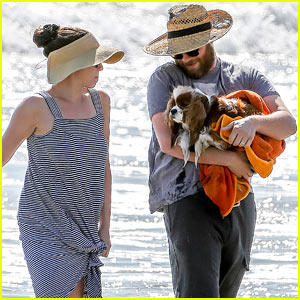 Seth Rogen & Wife Lauren Miller Take Their Dog for a Dip in the Ocean