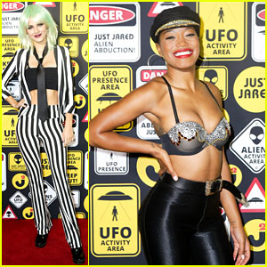 Victoria Justice Dresses as Beetlejuice, Keke Palmer Turns Into Selena at Just Jared's Halloween Party