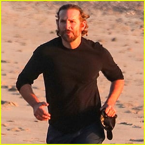 Dad-to-Be Bradley Cooper Goes for a Run on the Beach