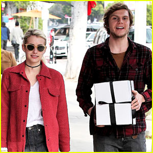 Emma Roberts & Fiance Evan Peters Step Out to Mail Their Holiday Gifts!