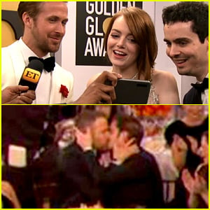 VIDEO: Emma Stone Reacts to Andrew Garfield's Kiss with Ryan Reynolds at Golden Globes 2017!