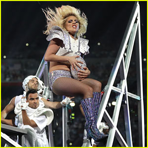 Lady Gaga Throws Her Mic, Catches a Football, & Jumps Off the Stage During Halftime Performance! (VIDEO)