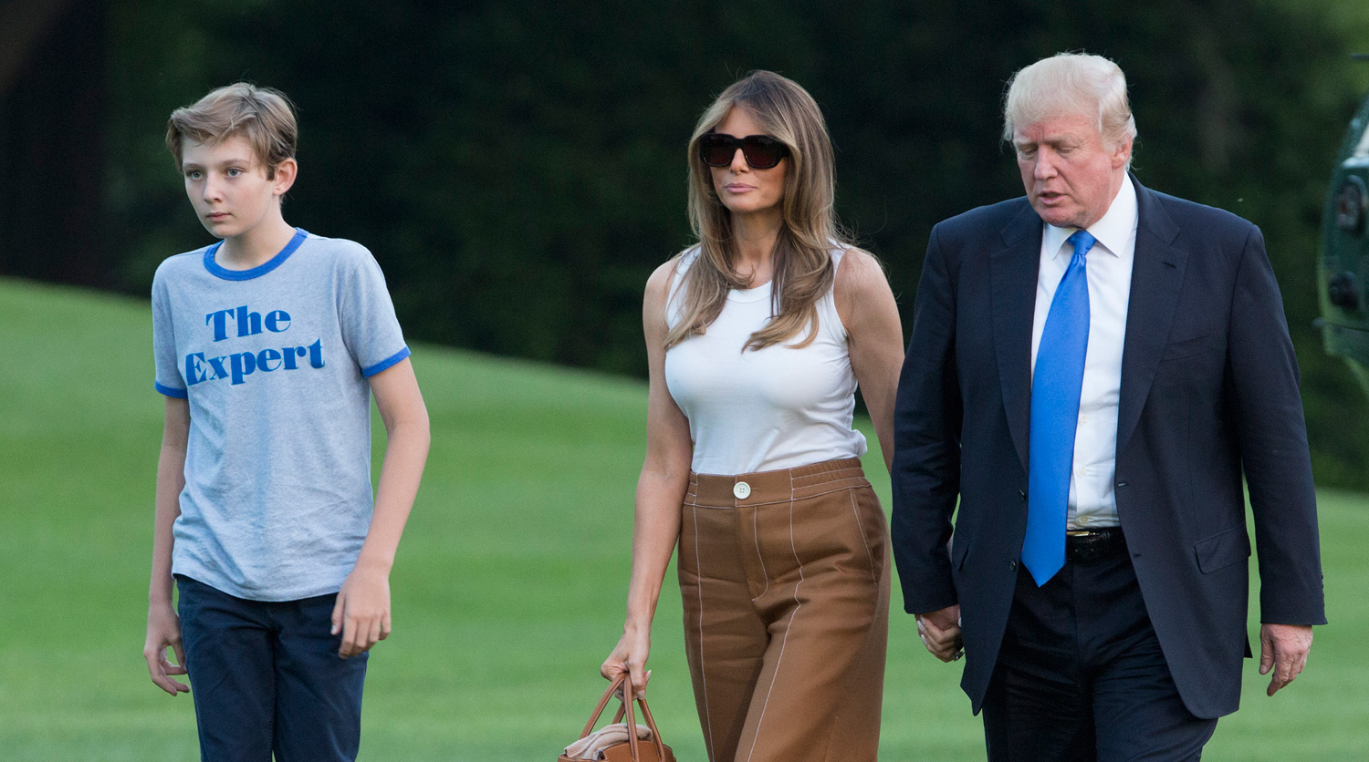 Barron & Melania Trump Arrive at White House for Moving Day Barron