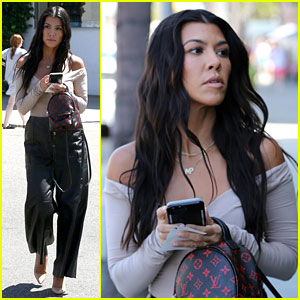 Kourtney Kardashian Rocks Flowy Leather Pants for Beverly Hills Lunch Date