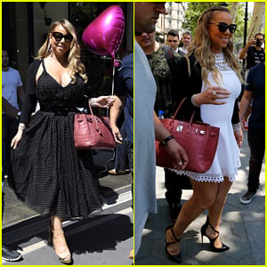 Mariah Carey Holds Pink Heart Balloon in the City of Love