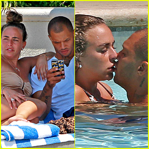 Jeremy Meeks & Chloe Green Kiss & Cuddle By the Pool in L.A.