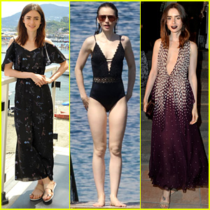 Lily Collins Takes a Swim Break In Between Ischia Events!