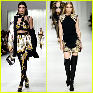 Kendall joins Gigi and Bella Hadid for Versace MFW show