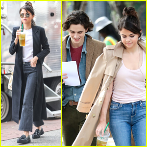 Selena Gomez & Timothee Chalamet Enjoy a Break on Set of Woody Allen's New Movie