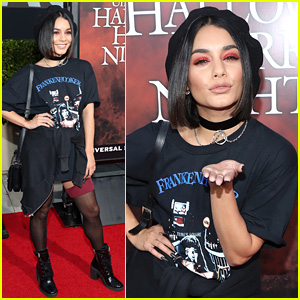 Vanessa Hudgens Goes Goth Chic at Universal Studios' Halloween Horror Nights!
