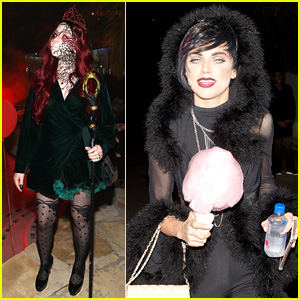 AnnaLynne McCord Goes Gothic for Halloween with Michelle Trachtenberg at Just Jared's Party!