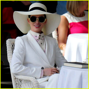 Anne Hathaway Wears a White Suit for 'Nasty Women' Scene