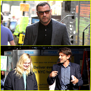 Liev Schreiber, Diego Luna, & Elle Fanning Film Scenes for Woody Allen Movie