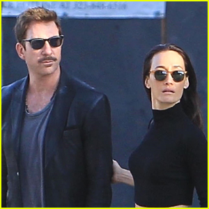 Dylan McDermott Sports a Mustache While Out with Maggie Q