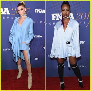 Hailey Baldwin & Justine Skye Rock Similar Outfits for FN Achievement Awards