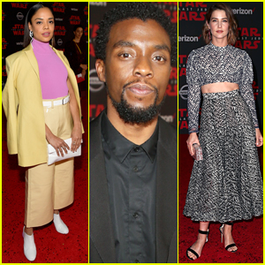Chadwick Boseman Joins Tessa Thompson & Cobie Smulders at 'Last Jedi' Premiere