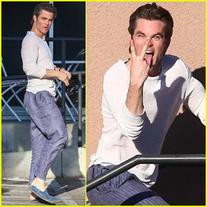 Chris Pine Gets Goofy While Heading to a Tanning Salon