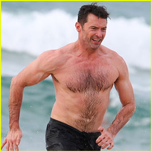 Hugh Jackman Goes Shirtless at the Beach with His Hot Trainer!
