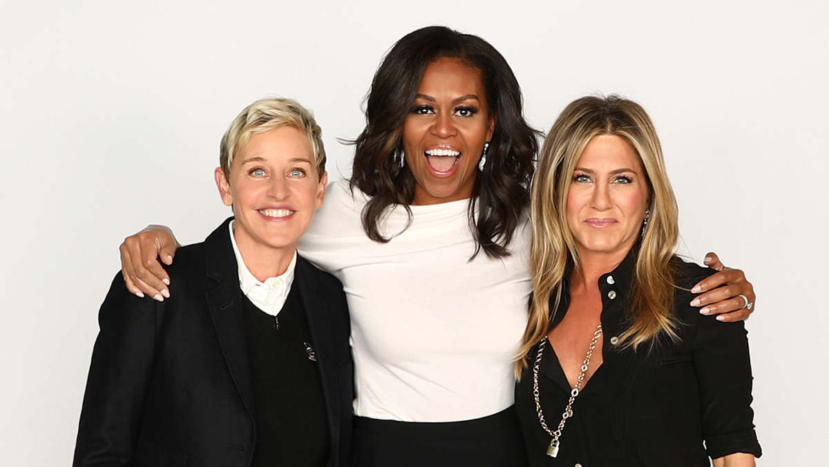 Michelle Obama & Jennifer Aniston Join Ellen for 60th Birthday