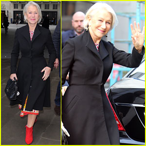 Helen Mirren Sports Colorful Dress for BBC Radio 1 Appearance