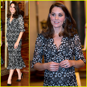 Pregnant Kate Middleton Attends London Fashion Week Event at Buckingham Palace