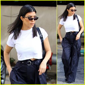 Kourtney Kardashian Looks Stylish in Baggy Pants While Dropping the Kids at Art Class