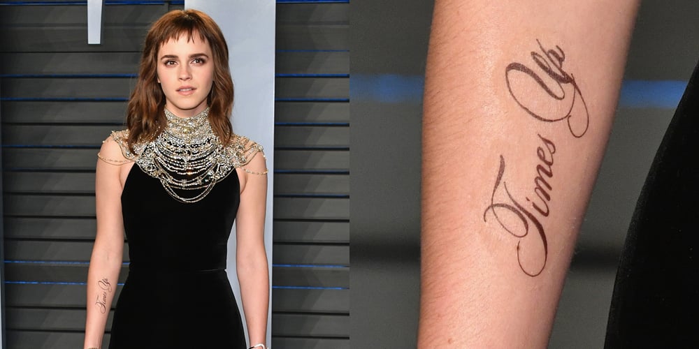 Emma Watson Reacts to Typo on Her Fake Tattoo at Oscars Party 2018