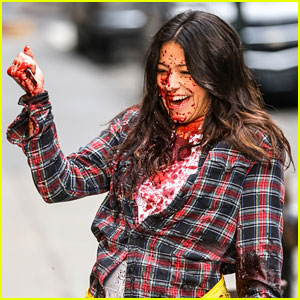 Gina Rodriguez Gets Covered in Blood on 'Someone Great' Set!