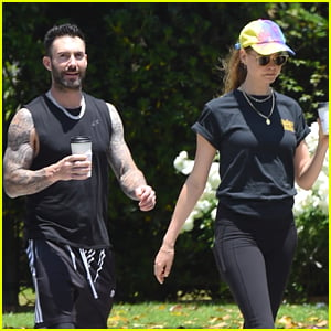 Adam Levine Shows Off Buff Biceps During Walk with Behati Prinsloo!