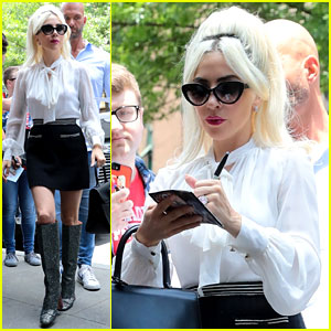 Lady Gaga Greets Fans During Another Day at the Studio