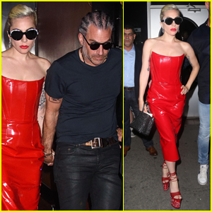 Lady Gaga Rocks Red Leather Dress While Out with Boyfriend Christian Carino!