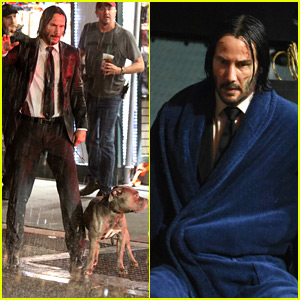 Keanu Reeves Is Soaking Wet While Filming 'John Wick 3'