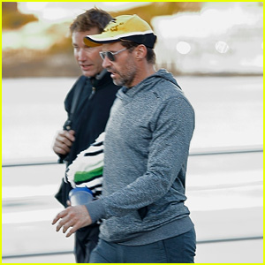 Hugh Jackman & His Trainer Take a Stroll Along Bondi Beach!