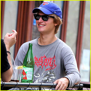 Ansel Elgort Grabs Lunch With a Friend at Bar Pitti in NYC