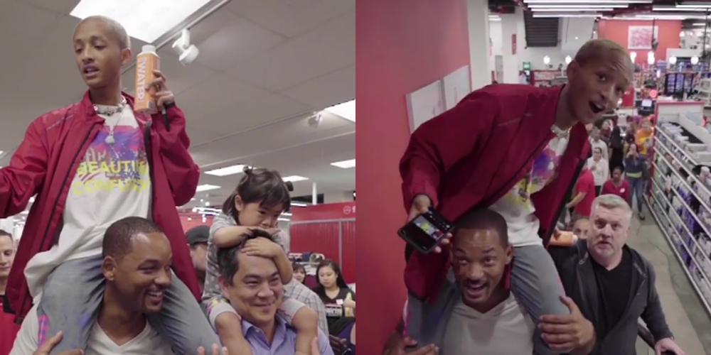 Will Smith Carries Son Jaden Smith on His Shoulders for 