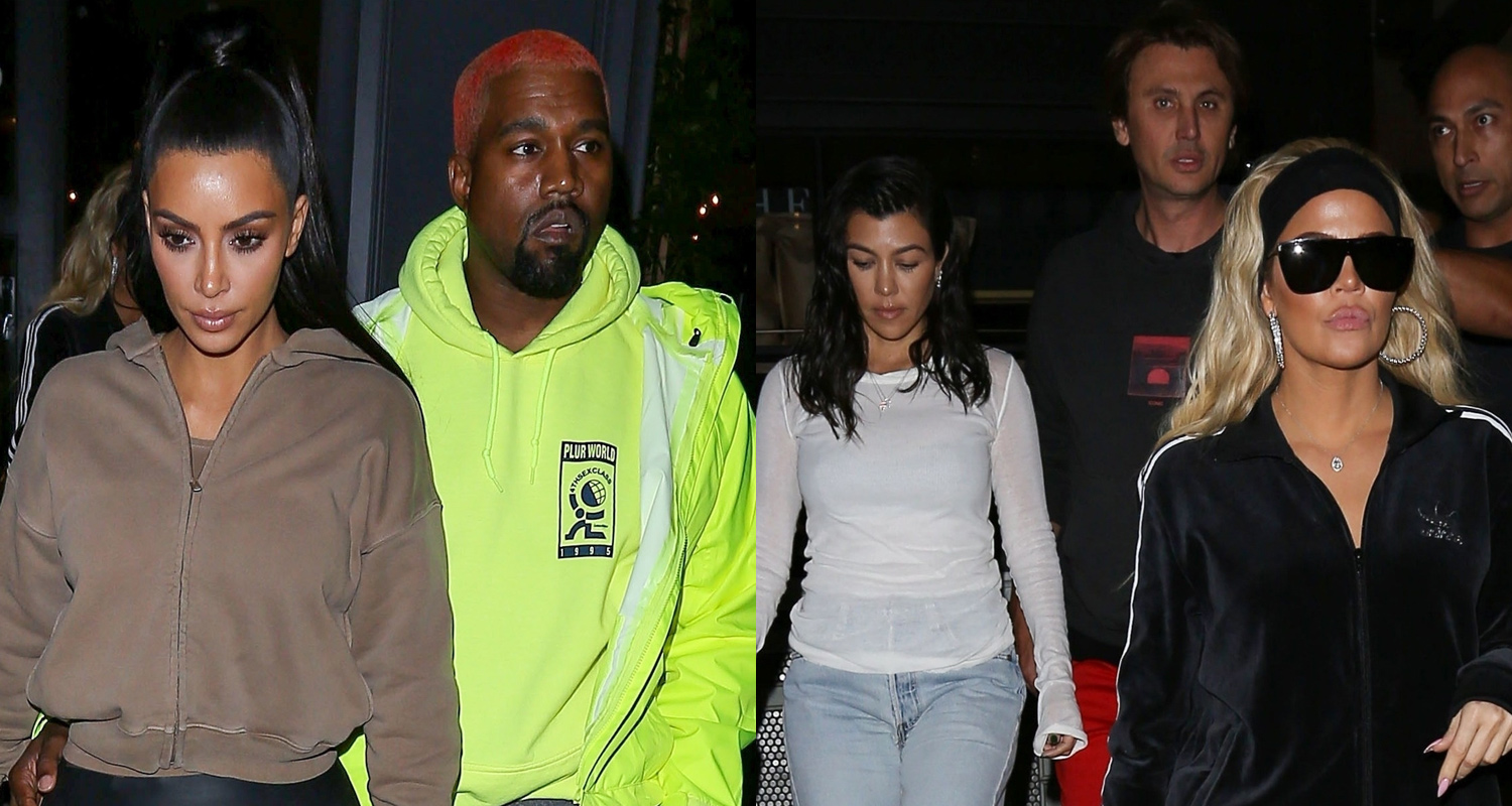 Kim Kardashian & Kanye West Join Khloe & Kourtney For Dinner Amid