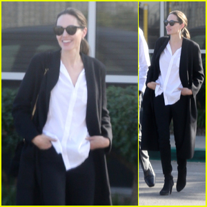 Angelina Jolie Is All Smiles Arriving at Burbank Airport!
