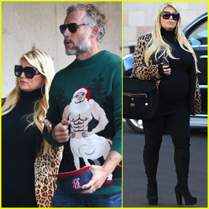 Pregnant Jessica Simpson & Husband Eric Johnson Head to Holiday Party!