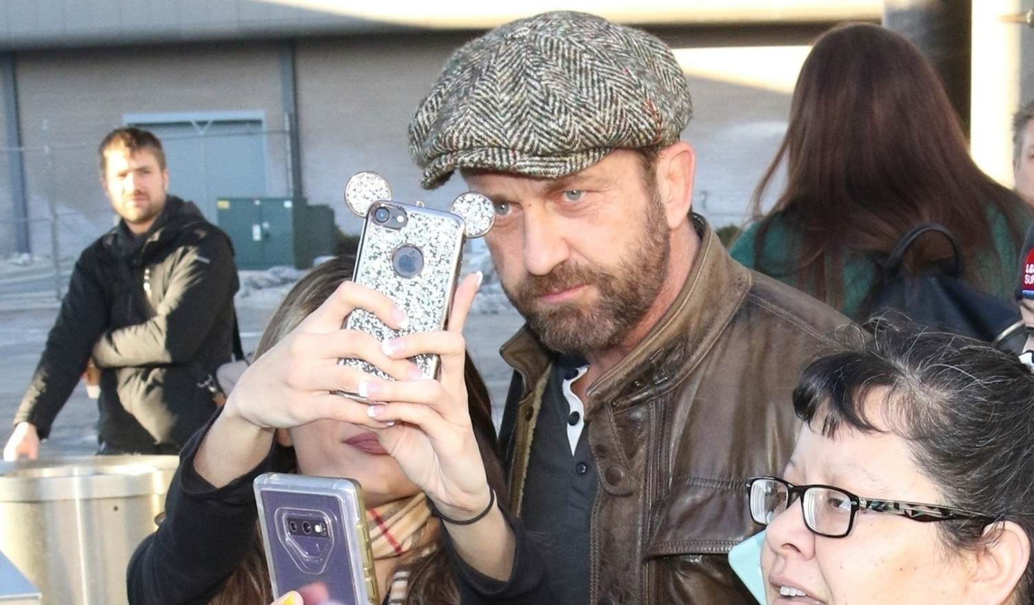 Gerard Butler Greets Fans After Touching Down for Sundance