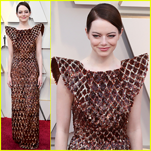 Emma Stone Wears Sequined-Gown to Oscars 2019