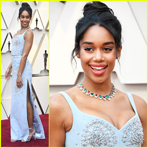 Laura Harrier Shines in Baby Blue at Oscars 2019