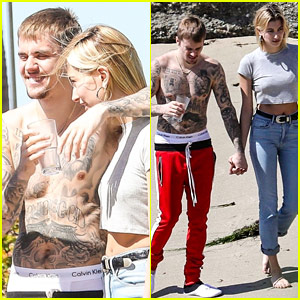 Justin Bieber Goes Shirtless for Beach Day with Wife Hailey!