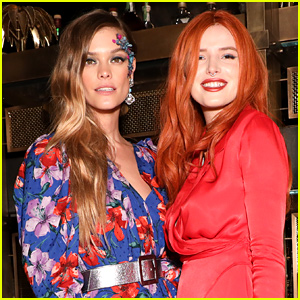 Nina Agdal Tries Out Bella Thorne's New Makeup Line at Moxy Chelsea's Grand Opening