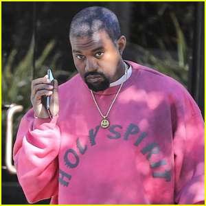 Kanye West Rocks Bright Pink Outfit for Day at the Office
