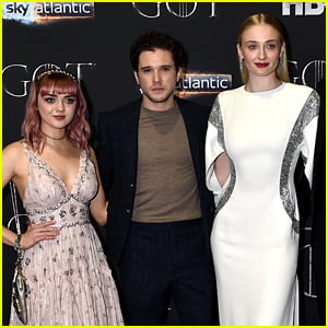 Kit Harington, Sophie Turner, & Maisie Williams Step Out for Final 'GOT' Season 8 Premiere